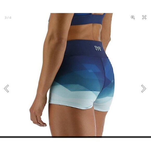 TYR Base Kinetic Women's High-Rise 2" Shorts  Forge Blue Multi Women's Size XL - Picture 2 of 7